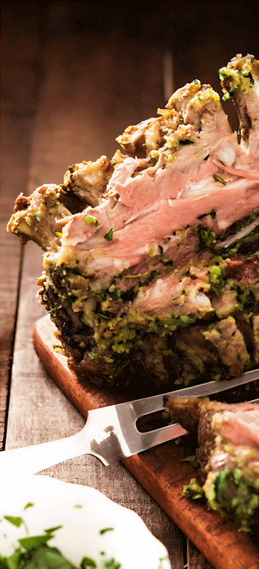 CHRISTMAS LAMB RACK WITH MINT PESTO