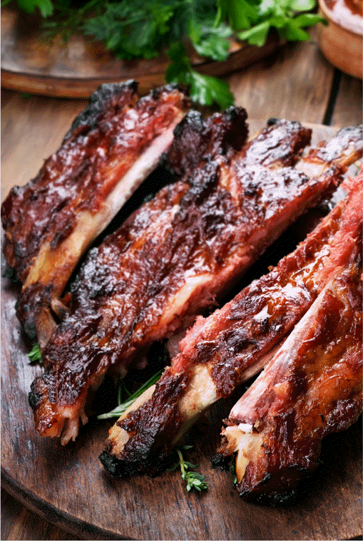 BBQ PORK RIBS WITH FINGER LIME BBQ GLAZE