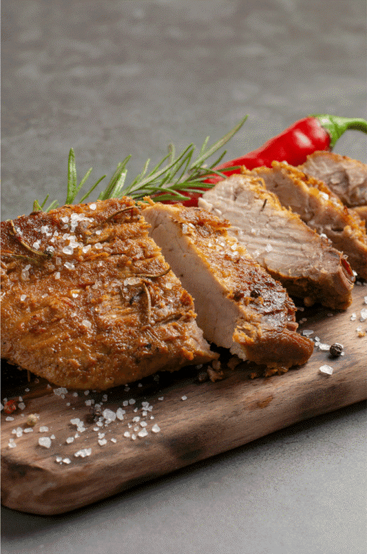 BBQ PORK LOIN wiTH MANGO AND CHILI GLAZE