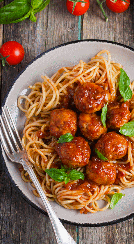 BEEF AND PORK MINCE MEATBALLS   IN TOMATO BASIL SAUCE