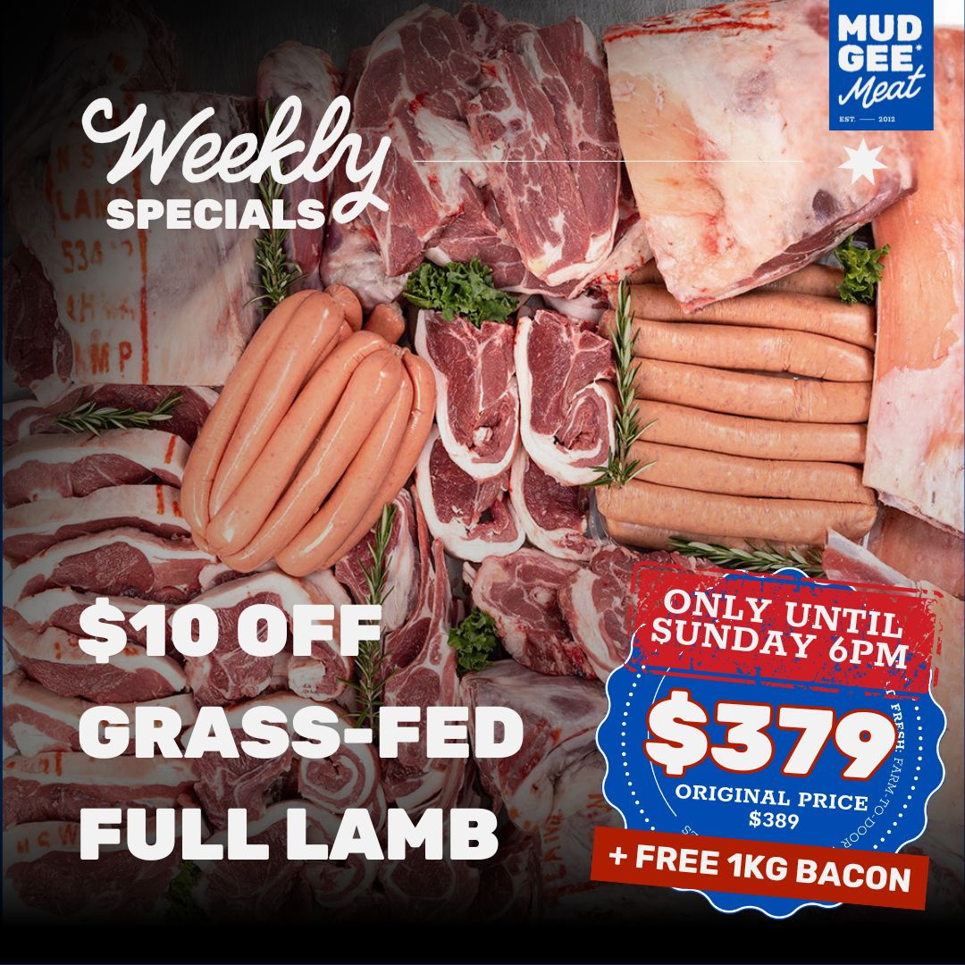 $10 OFF: Grass Fed Full Lamb + FREE 1kg bacon