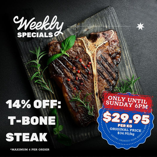 14% off SPECIAL: Yearling T-Bone Steak