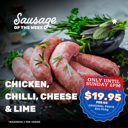 SPECIAL: Chicken, Chilli, Cheese and Lime Sausages