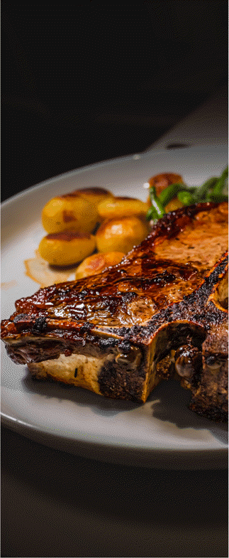 VALENTINE'S DAY PRIME T-BONE STEAK WITH RED WINE REDUCTION