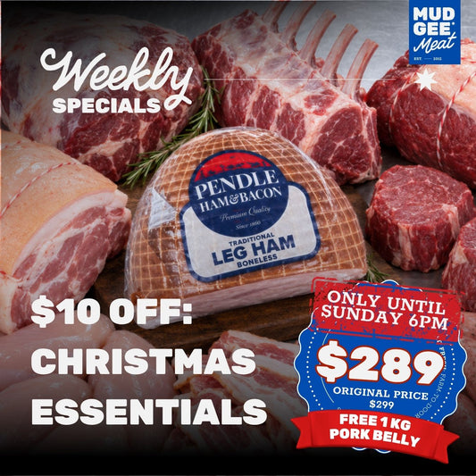 $10 OFF: Christmas Essentials + FREE 1kg Pork Belly