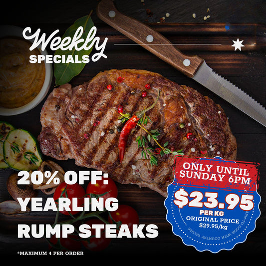 20% off SPECIAL: Yearling Rump Steak
