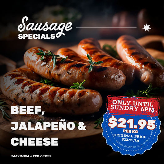 Jalapeno & Cheese Beef Sausages (GF)