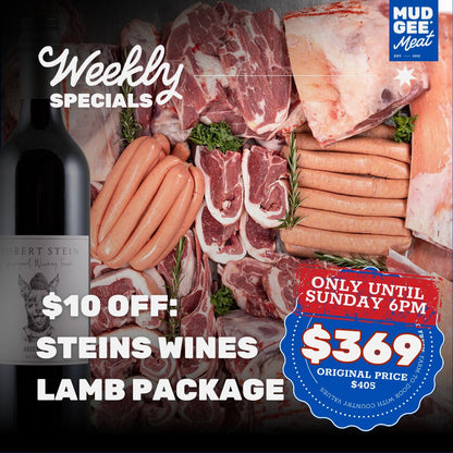 $10 OFF + FREE Bottle of Steins Shiraz: Steins Wines & Lamb Package