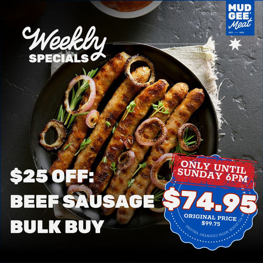 $25 OFF: Beef Sausage Bulk Buy (GF)
