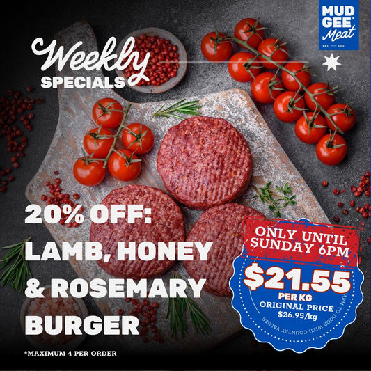 20% OFF: Lamb, Honey & Rosemary Burger Patties