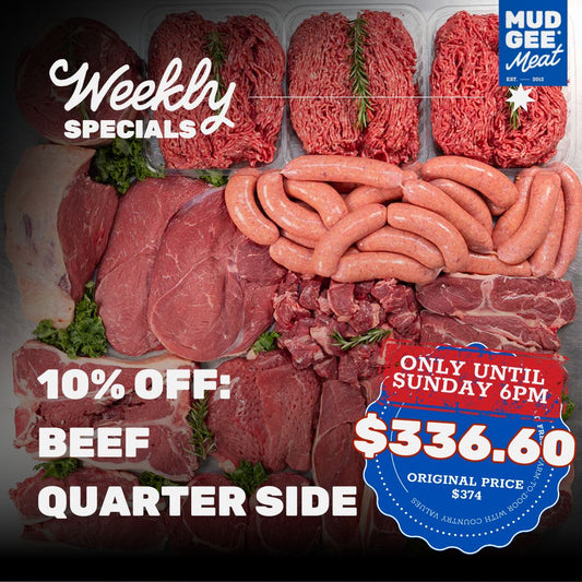 10% off SPECIAL: Grass-Fed Mudgee Yearling Beef - Quarter Side