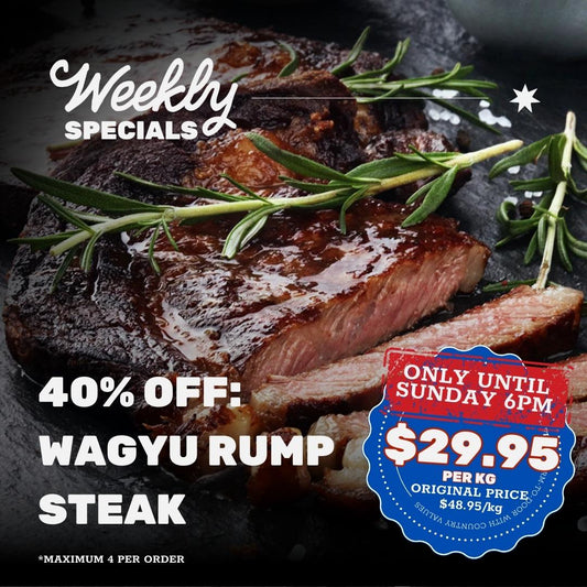 40% off SPECIAL: Wagyu Rump Steak MB4